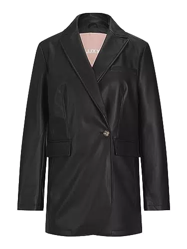 JACK & JONES Damen Jjxx Jxmary Faux Leather Blazer, Schwarz