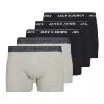 JACK & JONES Herren Boxer Shorts, 5er pack, Black/Light Grey Melange