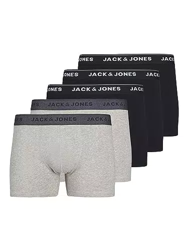 JACK & JONES Herren Boxer Shorts, 5er pack, Black/Light Grey Melange