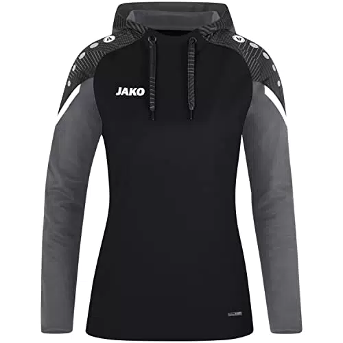 JAKO Damen Kapuzensweatshirt Performance, schwarz/Anthra Light