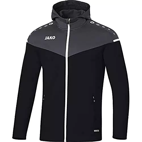JAKO Unisex Kinder Champ 2.0 Kapuzenjacke, Schwarz/Anthrazit