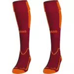 JAKO Unisex Lazio Stutzenstrumpf, weinrot/Neonorange