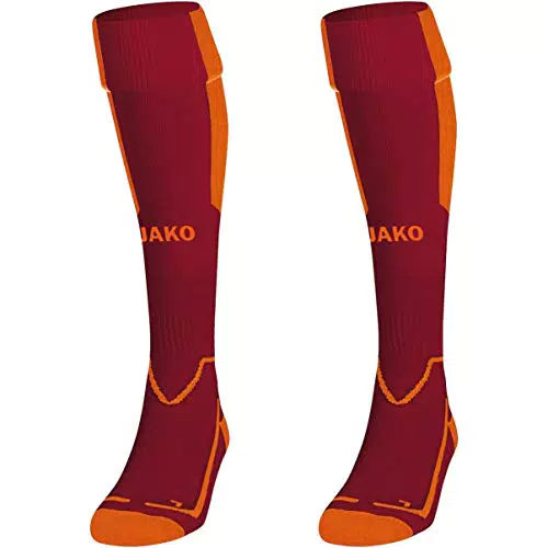 JAKO Unisex Lazio Stutzenstrumpf, weinrot/Neonorange