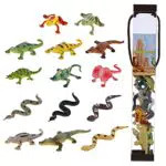 JOKFEICE Tierfiguren 14 Stück Realistische Kunststoff Reptilien Tiere Action Modell Wissenschaft Projekt
