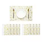JUJIN Weihnachten Tischsets Set von 8 rutschfest waschbar PVC Hitzebeständig Tischmatten für Esstisch Weihnachten Gold