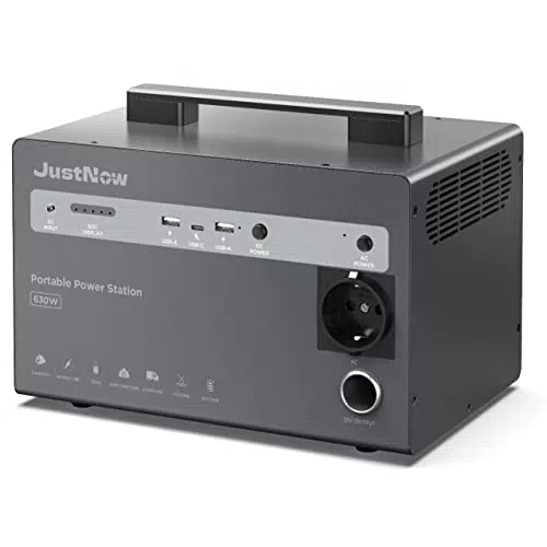 JustNow Tragbare Powerstation 460WH/630W Spitze 900W AC Ausgängen