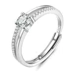 KALVICA Verlobungsring Damen 925 Sterling Silber Ringe mit Cubic Zirkonia Promise Eheringe Ring Trauringe Hochzeitsringe Antragsring Verstellbarer Geschenk Schmuck für Frauen
