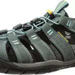 KEEN Damen Clearwater CNX Sandalen, Mineral Blue/Yellow Leder