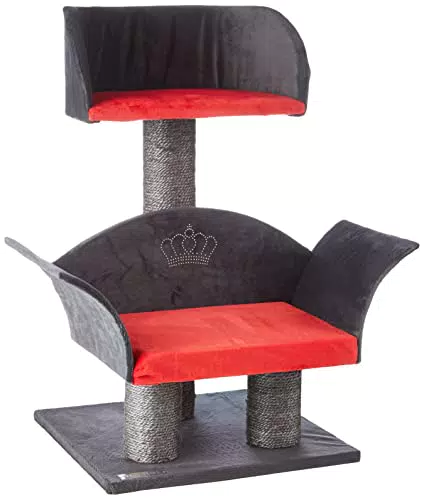 Kerbl 81548 Kratzbaum Lounge Deluxe, Höhe: 70 cm, grau/rot
