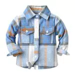 Kinder Flanell Shirt Jacke Langarm Kariertes Revers Mantel Button Down Baby Jungen Mädchen Herbst Outwear Shirt