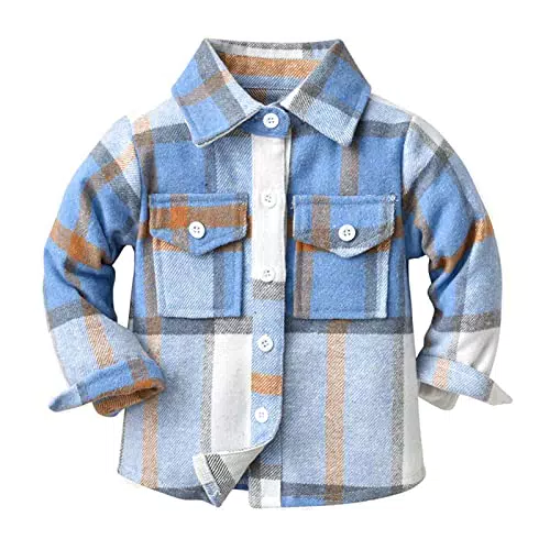 Kinder Flanell Shirt Jacke Langarm Kariertes Revers Mantel Button Down Baby Jungen Mädchen Herbst Outwear Shirt