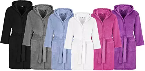 Kinderbademantel Kuschel Soft Fleece mit Kaputze & Taschen Jungen