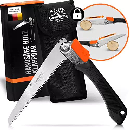 Klappsäge Outdoor - Handsäge Holz mit Sicherheits-Verschluss - Astsäge klappbar und 2fach verstellbar -ideal auch als Survival Säge