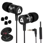 KLIM Fusion Kopfhörer in Ears mit Mikrofon - NEU - Langlebig - Innovativ: In-Ear Kopfhörer mit Memory Foam - 3.5 mm Jack - Sport Gaming In Ear Kopfhörer - Schwarz