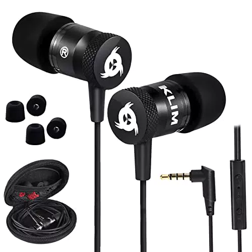 KLIM Fusion Kopfhörer in Ears mit Mikrofon - NEU - Langlebig - Innovativ: In-Ear Kopfhörer mit Memory Foam - 3.5 mm Jack - Sport Gaming In Ear Kopfhörer - Schwarz
