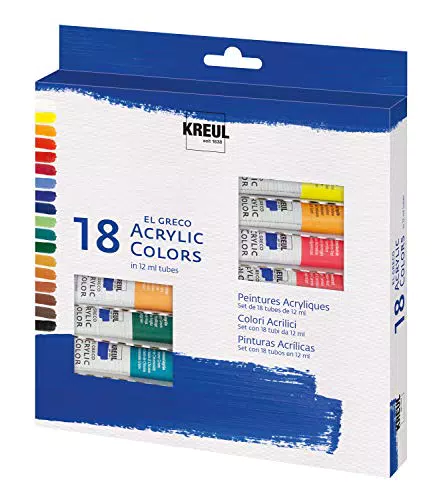 KREUL 28251 - El Greco Acrylfarben, 18 x 12 ml, glänzende