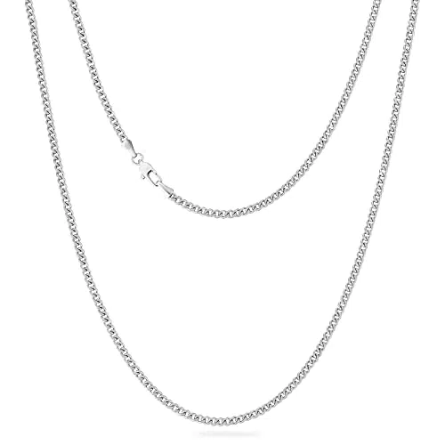 KRKC&CO 3mm Kette Damen, Herren Edelstahl Panzerkette mit Diamantschliff