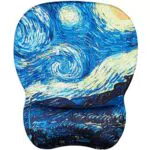 KTRIO Mauspad mit Gelkissen, Ergonomisches Komfort Mousepad mit Vernähte Kanten Abwaschbar Handgelenkauflage mit Rutschfester PU-Unterseite für Computer Laptop Notebook