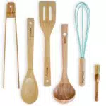 Küchenhelfer Set aus Holz 6-teilig - Kochgeschirr mit Kochlöffel aus Holz