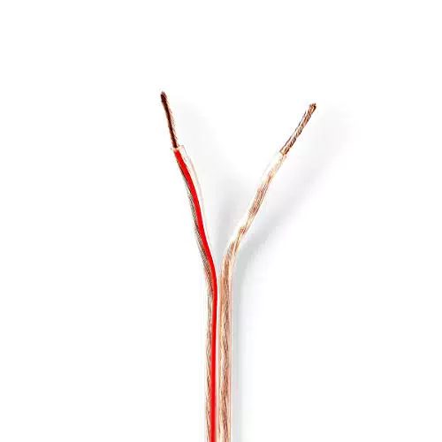 Lautsprecherkabel - 2X 1.50 mm - Kupfer - 100.0 m - Rund - PVC - Transparent - Rolle