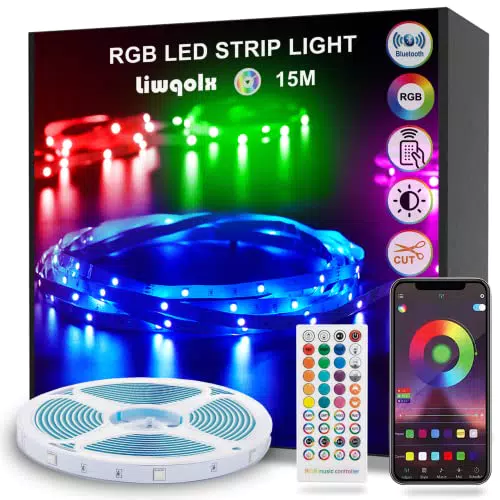 LED Strip 15m, Bluetooth LED Streifen Selbstklebend