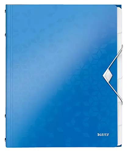 Leitz 46330036 Ordnungsmappe WOW, 6 Fächer, PP, blau metallic