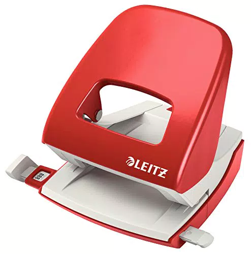 Leitz Büro Locher aus Metall, Für 30 Blatt, Anschlagschiene mit Formatangaben