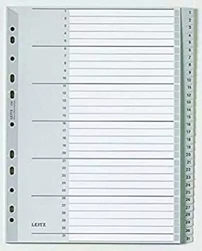 Leitz Register für A4, Deckblatt aus Karton und 31 Trennblätter aus Kunststoff