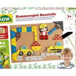 Lena 65828 Hammerspiel, Nagelspiel mit 64 bunten 8 Baustellen Teilen