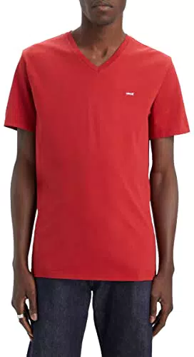 Levi's Herren Original Housemark V-Neck T-Shirt, Rhythmic Red