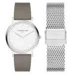 Liebeskind Damen Analog Quarz Uhr mit Leder, Edelstahl Armband LS-0961-MQB