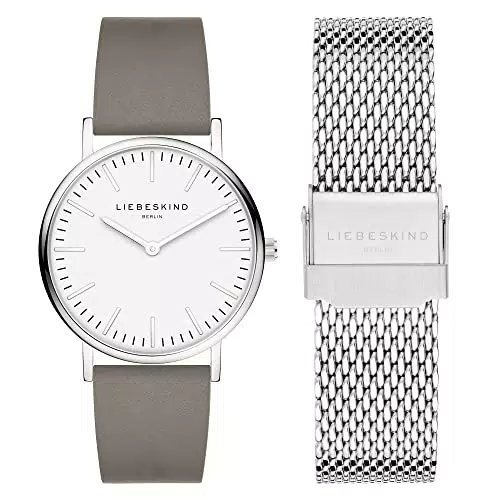 Liebeskind Damen Analog Quarz Uhr mit Leder, Edelstahl Armband LS-0961-MQB