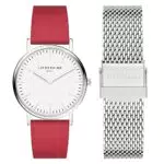 Liebeskind Damen Analog Quarz Uhr mit Leder, Edelstahl Armband LS-0966-MQB