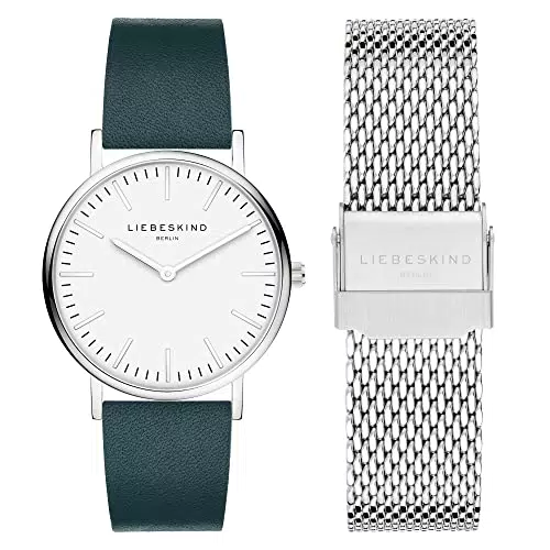 Liebeskind Damen Analog Quarz Uhr mit Leder, Edelstahl Armband LS-0967-MQB