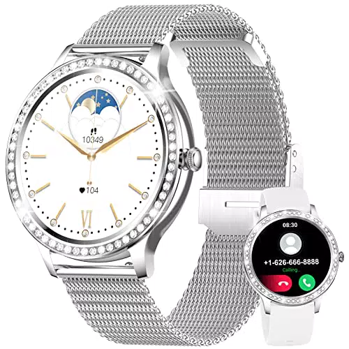 LIGE Smartwatch Damen, Smartwatch mit Telefonfunktion 1.32'' Zoll Voll Touchscreen Fitnessuhr Damen mit SpO2 Herzfrequenz 20 Sportmodi