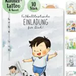 lila liebt dich / Einladungskarten Fussball mit Kindertattoo