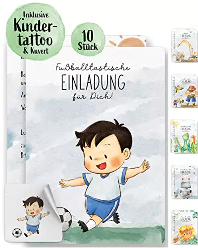 lila liebt dich / Einladungskarten Fussball mit Kindertattoo