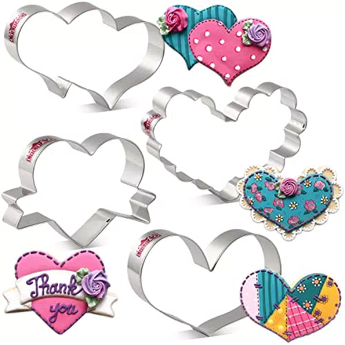 LILIAO Ausstechformen Valentinstag Herz Ausstecher Set Fondant Ausstechformen für Geburtstag/Muttertag/Hochzeit/Babyparty - 4 Stück - Edelstahl