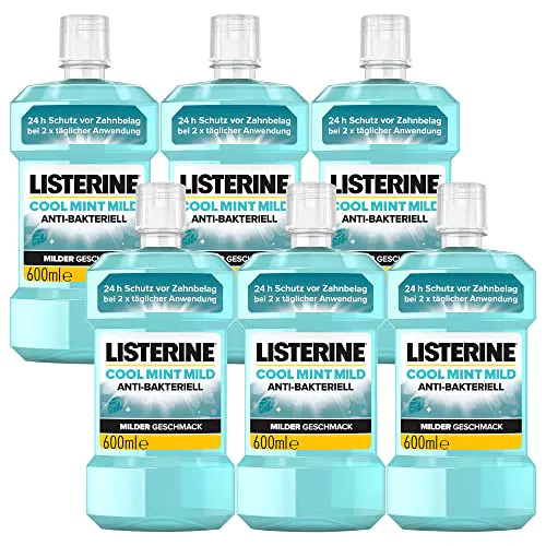 LISTERINE Cool Mint milder Geschmack ,  antibakterielle Mundspülung ohne Alkohol mit ätherischen Ölen
