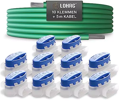 lohag 10 Kabelverbinder + 5m Begrenzungskabel inkl. Reparaturset - wasserdichte Verbindungsklemmen mit Gelfüllung Gelklemmen - Kompatibel für Bosch