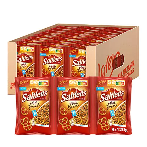 Lorenz Snack World Saltletts Mini Brezel, 9er Pack,
