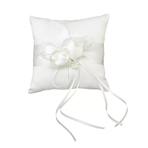 Lovely Bud Ringkissen für Hochzeit, 15 x 15 cm, elfenbeinfarben