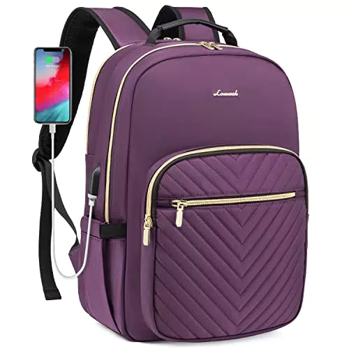 LOVEVOOK Rucksack Damen Groß, 17 Zoll Laptoptasche Daypacks Schulrucksack Mädchen Teenager Elegant mit USB-Ladeanschluss