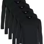 Lower East Herren Langarmshirt, 100% Baumwolle, V-Ausschnitt