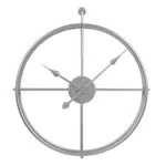 LW Collection Wanduhr Alberto Silber 52cm - Wanduhr modern minimalistisch - Große industrielle Wanduhr - Leises Uhrwerk - Industriell Metall - Stille Uhr