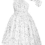 mädchen EIN Schulter Kleid A-Linien festlich Glitzer Pailletten kleiderCL1548-01_12Y