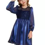Mädchen Kleider Pailletten Prinzessin Festliches 116 Kinderkleid 122 Party Weihnachten Hochzeit Geburtstag Ballkleid Blumenmädchen Elegant A-line Crew Neck Langarm Blau