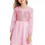 Mädchen Kleider Pailletten Prinzessin Festliches 116 Kinderkleid 122 Party Weihnachten Hochzeit Geburtstag Ballkleid Blumenmädchen Elegant A-line Crew Neck Langarm Rosa