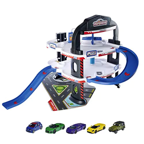 Majorette Urban Garage Parkgarage inkl. 5 Spielzeugautos aus Metall