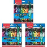 Maped 862624 - ergonomische Drei-Kant-Buntstifte, Farbstifte COLOR'PEPS BLACK MONSTER - schwarzer Schaft und bunte Monster-Bedruckung - 24x Stifte